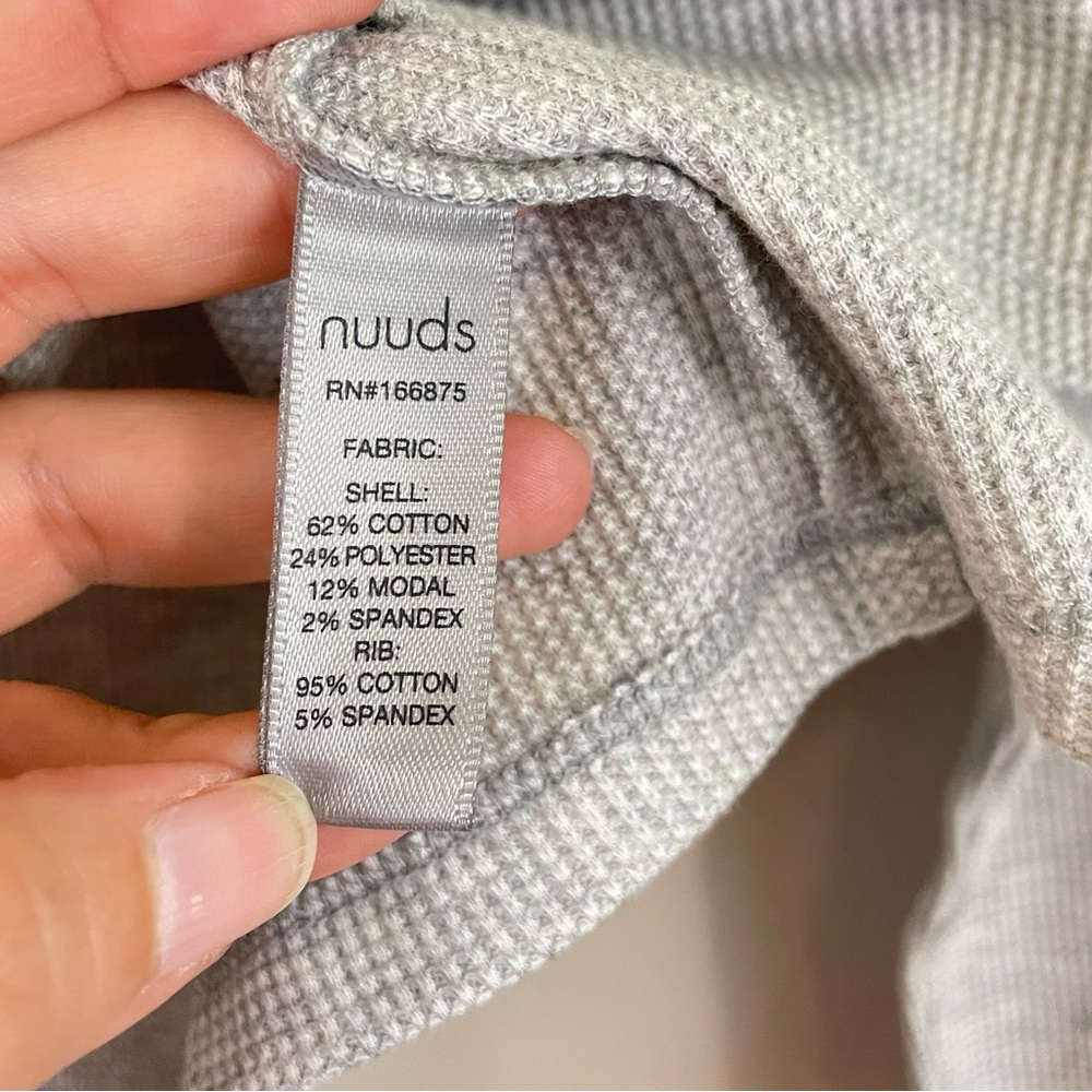 Nuuds Gray Micro Waffle Long Sleeve Crop Top Size XXL - Picture 6 of 6